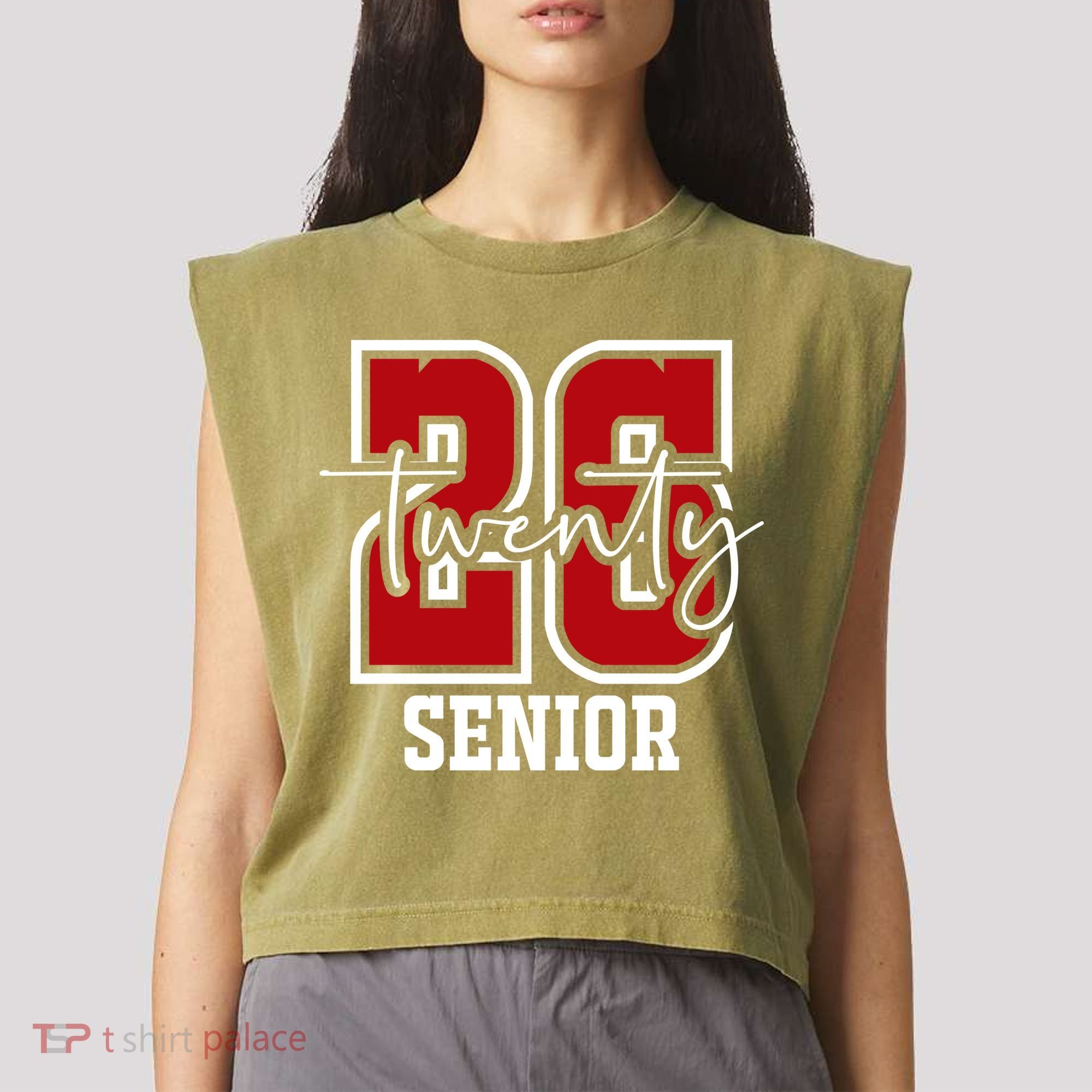 Senior 2026 Twenty 26 High School Graduate Merch Garment-Dyed Women's Muscle Tee