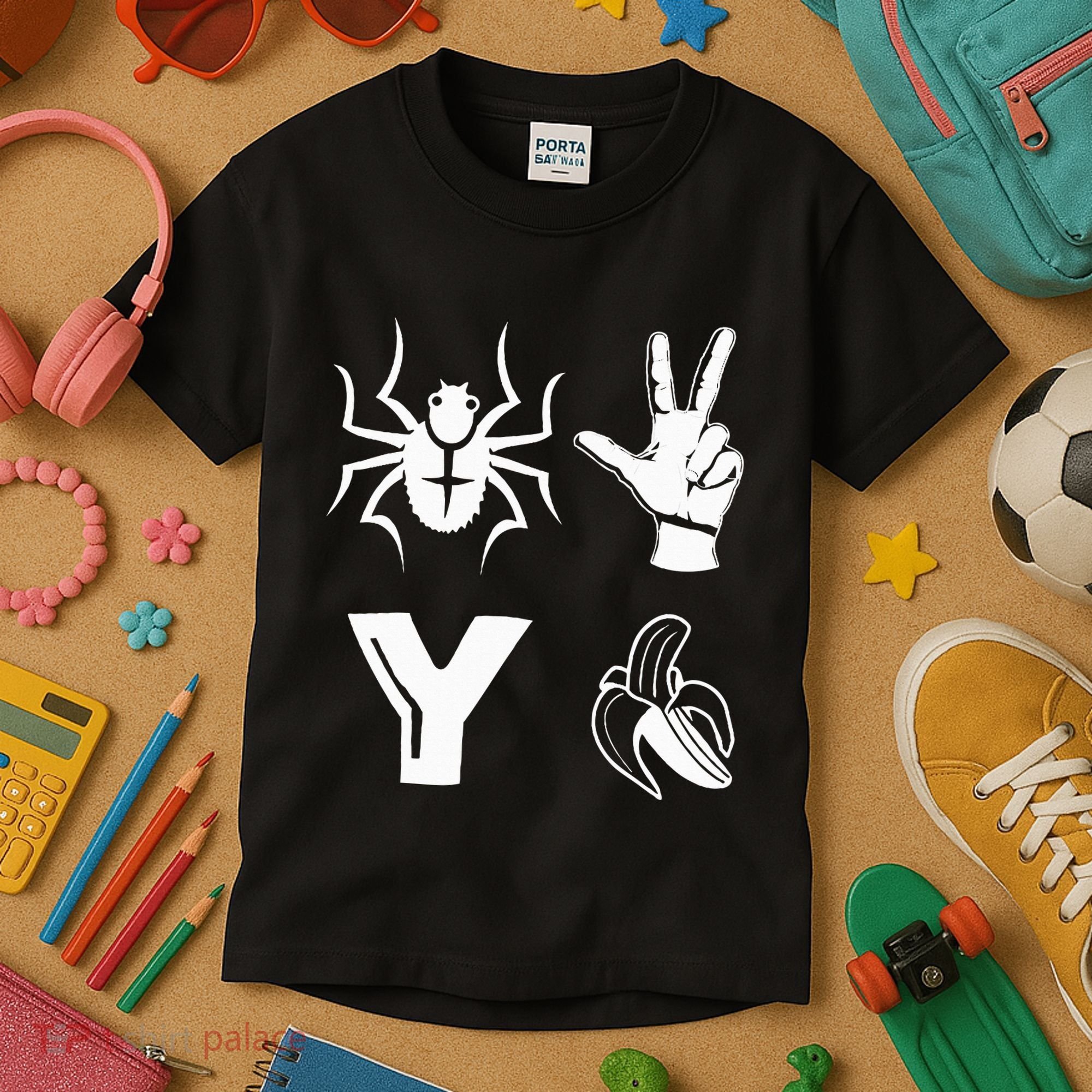 Spider 2 Y Banana Funny Football Lover Player Kids T-Shirt