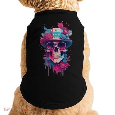 Skull 4th Of July Uncle Sam Skull American Flag Patriotic Meaningful Gift Doggie Tank