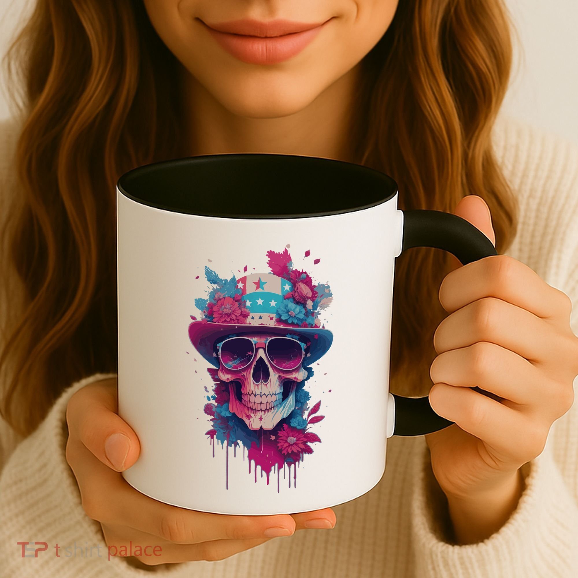Skull 4th Of July Uncle Sam Skull American Flag Patriotic Meaningful Gift Coffee Mug