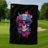 Skull 4th Of July Uncle Sam Skull American Flag Patriotic Meaningful Gift Golf Towel thumb 1