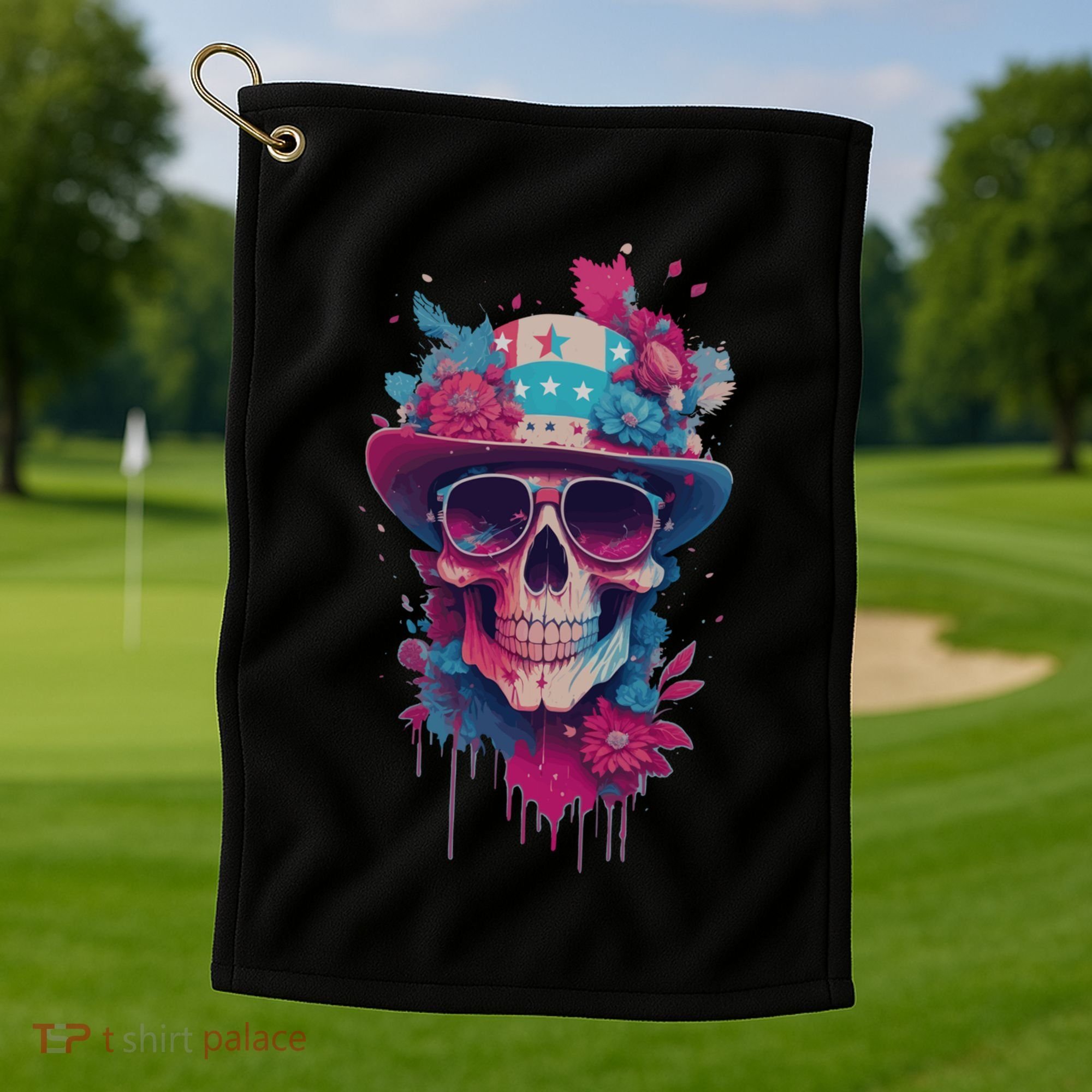 Skull 4th Of July Uncle Sam Skull American Flag Patriotic Meaningful Gift Golf Towel