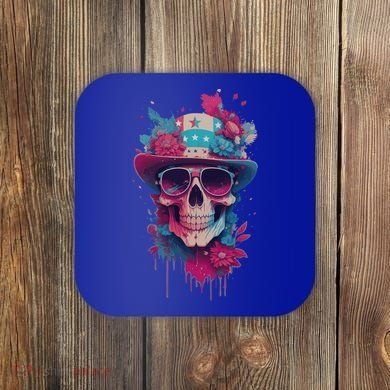 Skull 4th Of July Uncle Sam Skull American Flag Patriotic Meaningful Gift Coaster