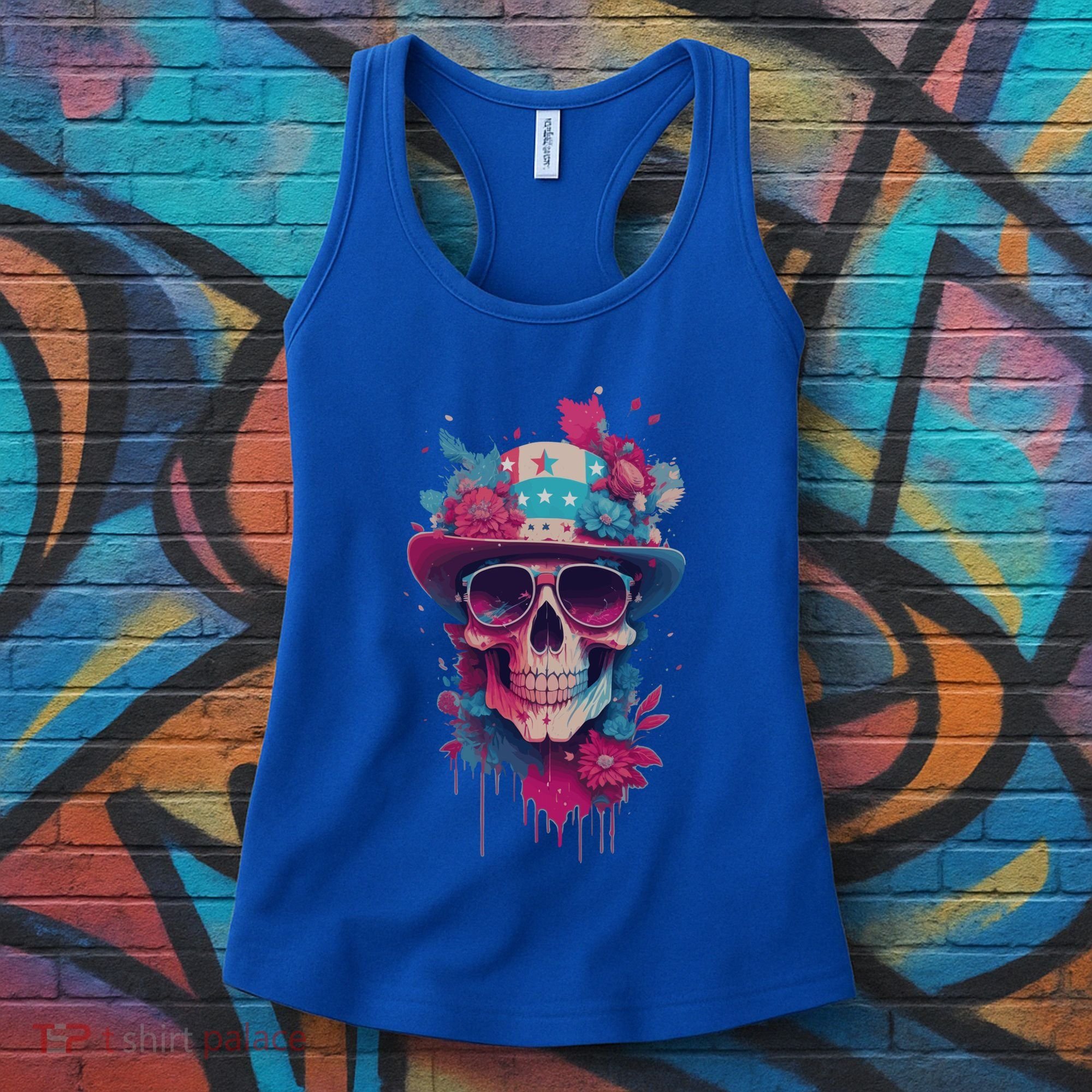 Skull 4th Of July Uncle Sam Skull American Flag Patriotic Meaningful Gift Women's Tank Top