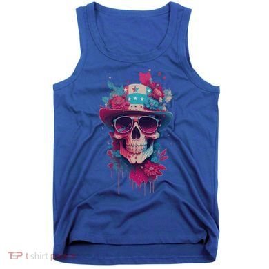 Skull 4th Of July Uncle Sam Skull American Flag Patriotic Meaningful Gift Tank Top