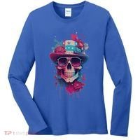 Skull 4th Of July Uncle Sam Skull American Flag Patriotic Meaningful Gift Women's Long Sleeve Shirt thumb 0