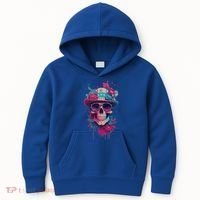 Skull 4th Of July Uncle Sam Skull American Flag Patriotic Meaningful Gift Kids Hoodie thumb 0