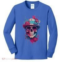 Skull 4th Of July Uncle Sam Skull American Flag Patriotic Meaningful Gift Kids Long Sleeve Shirt thumb 0