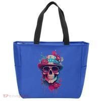Skull 4th Of July Uncle Sam Skull American Flag Patriotic Meaningful Gift Tote Bag thumb 0