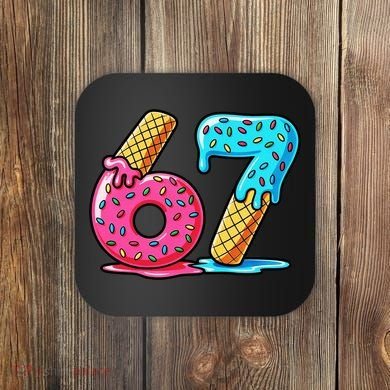 Sweet 67 Dessert Themed Ice Cream Drip 6-7 Meme Coaster