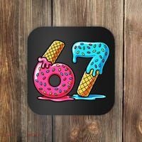 Sweet 67 Dessert Themed Ice Cream Drip 6-7 Meme Coaster thumb 0
