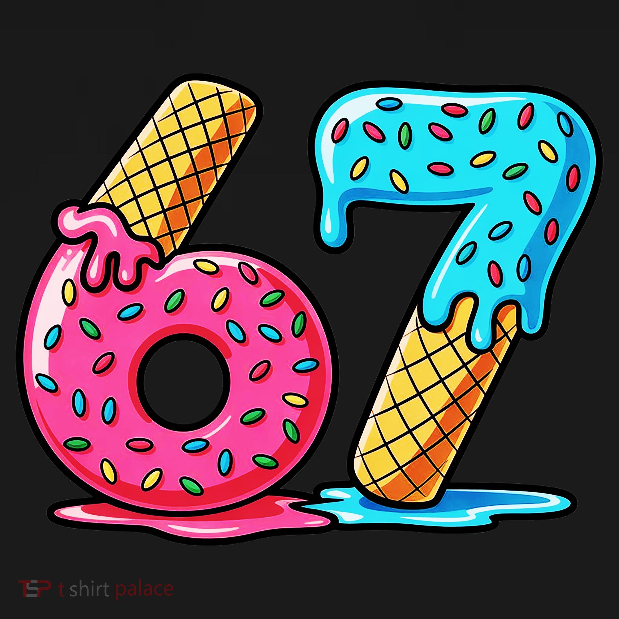 Sweet 67 Dessert Themed Ice Cream Drip 6-7 Meme Coaster