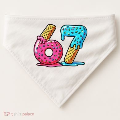 Sweet 67 Dessert Themed Ice Cream Drip 6-7 Meme USA-Made Doggie Bandana