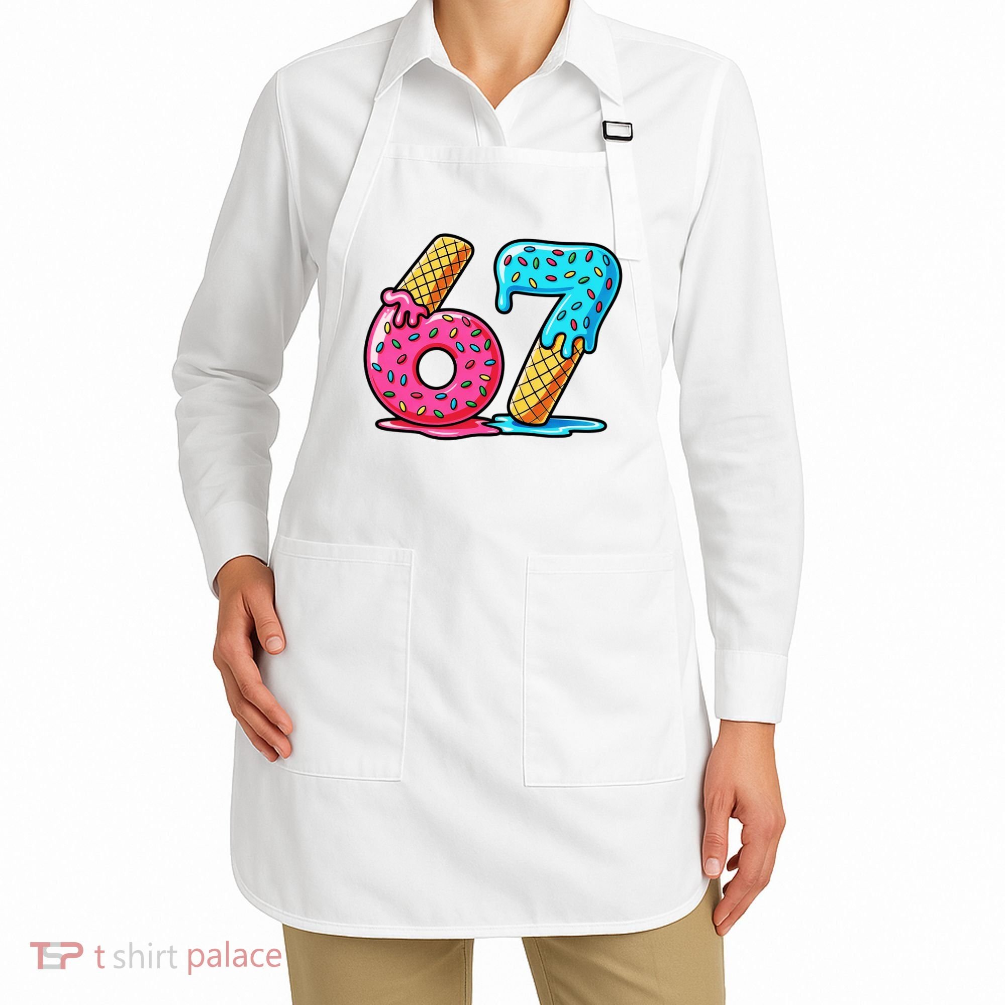 Sweet 67 Dessert Themed Ice Cream Drip 6-7 Meme Apron