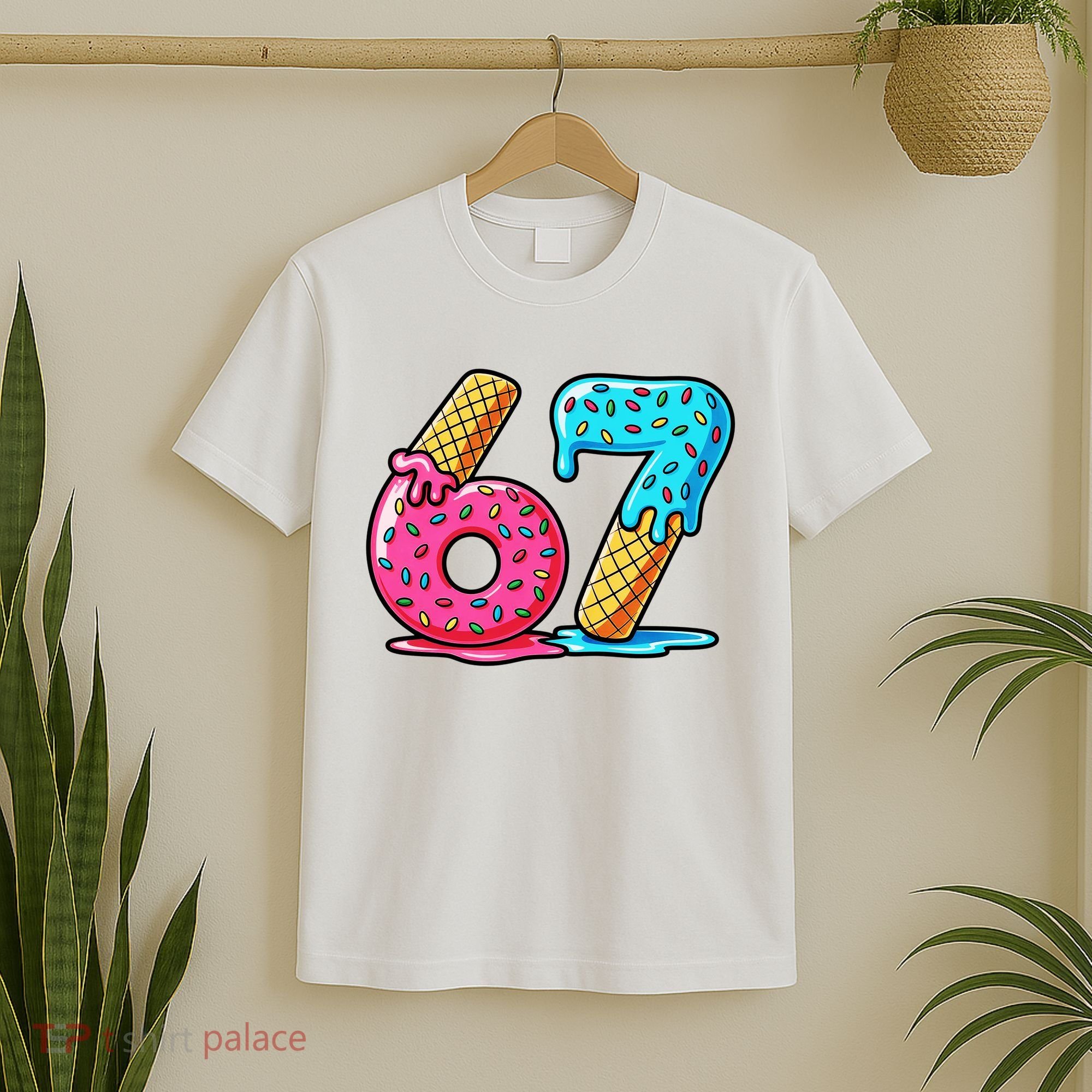 Sweet 67 Dessert Themed Ice Cream Drip 6-7 Meme T-Shirt