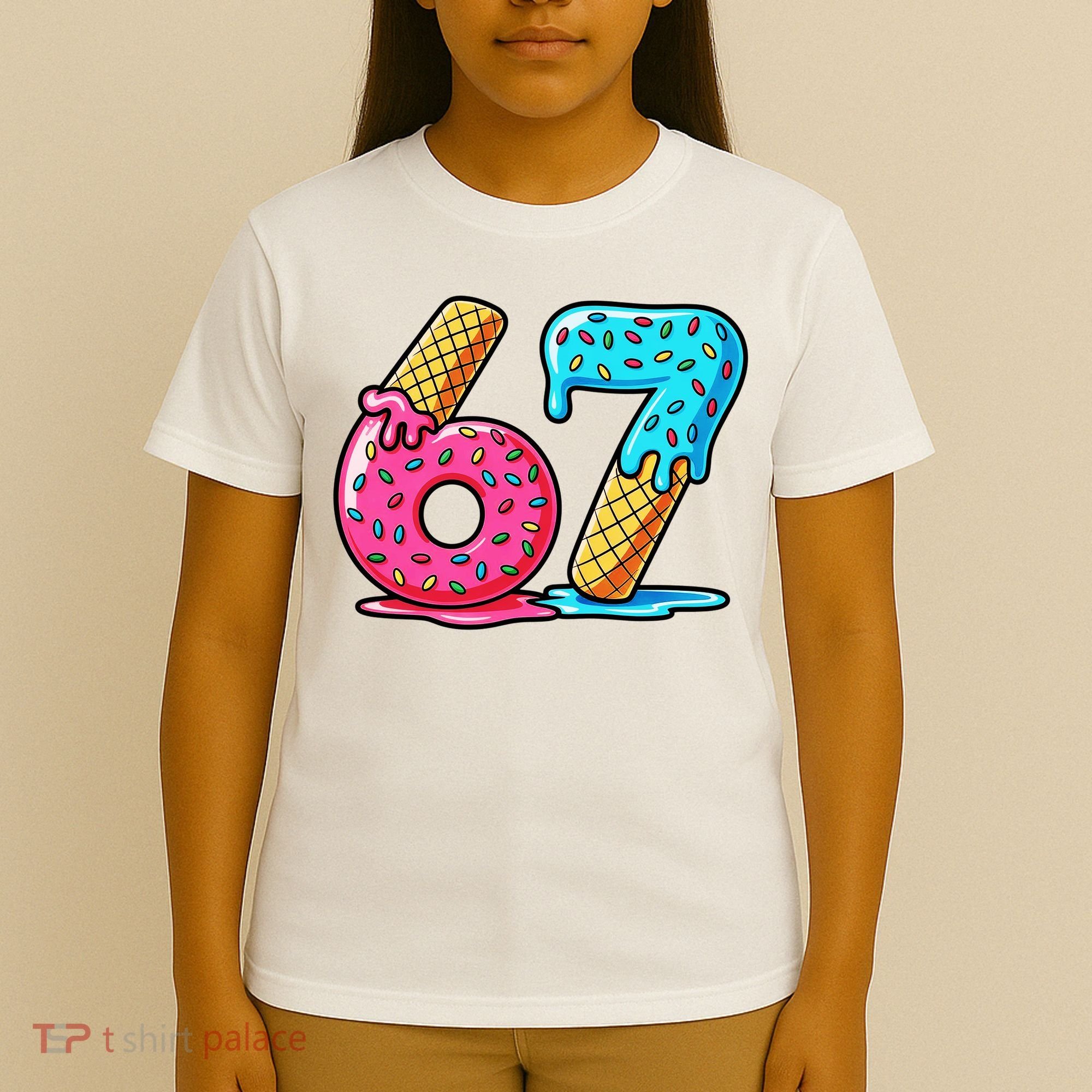 Sweet 67 Dessert Themed Ice Cream Drip 6-7 Meme T-Shirt