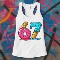 Sweet 67 Dessert Themed Ice Cream Drip 6-7 Meme Women's Tank Top thumb 3