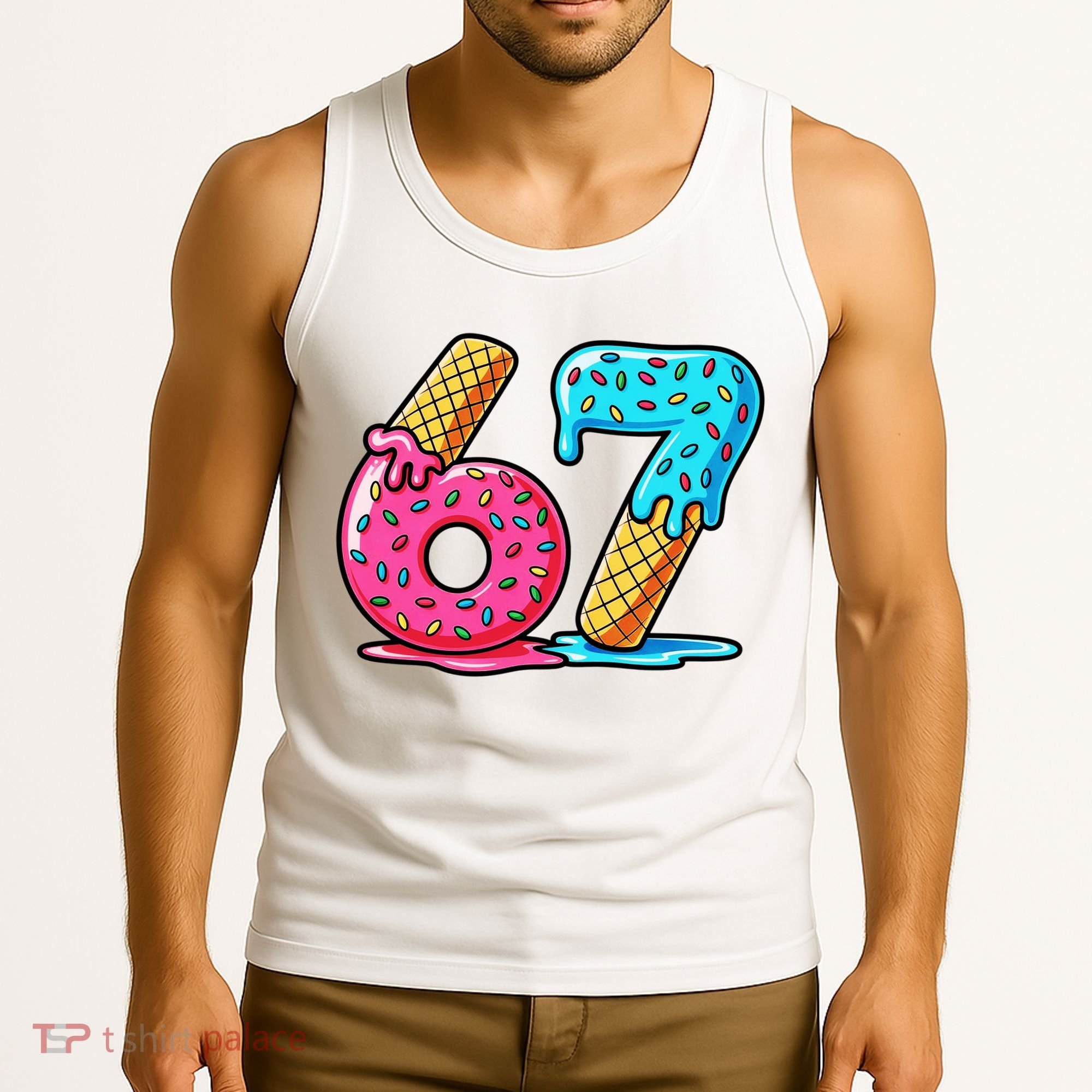 Sweet 67 Dessert Themed Ice Cream Drip 6-7 Meme Tank Top