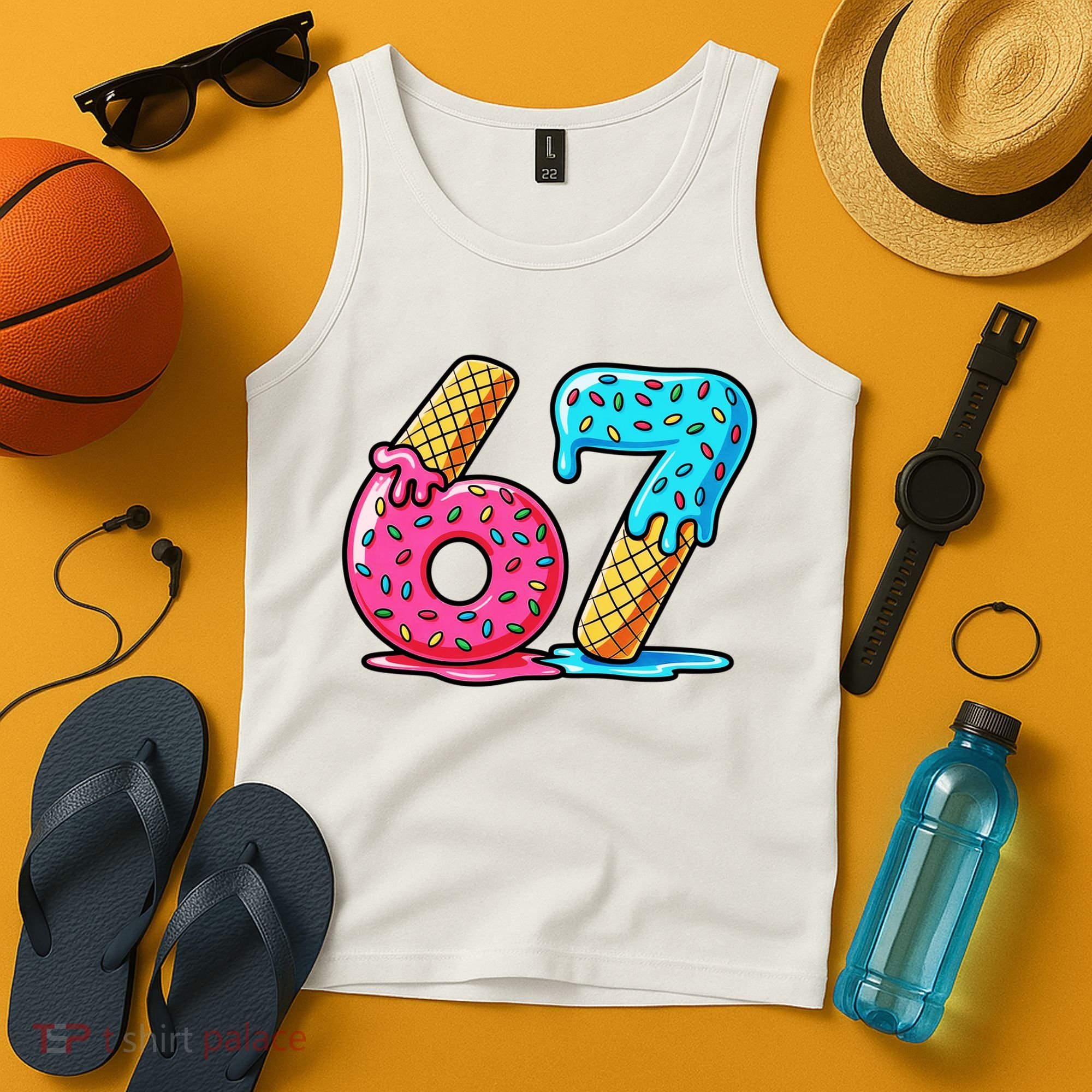 Sweet 67 Dessert Themed Ice Cream Drip 6-7 Meme Tank Top