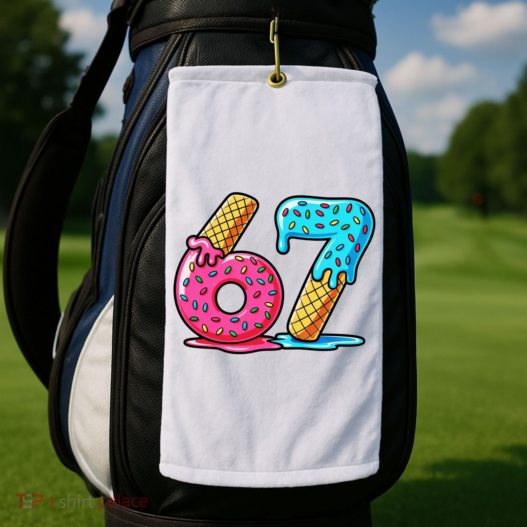 Sweet 67 Dessert Themed Ice Cream Drip 6-7 Meme Golf Towel