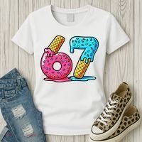Sweet 67 Dessert Themed Ice Cream Drip 6-7 Meme Women's T-Shirt thumb 3