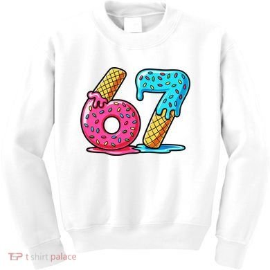 Sweet 67 Dessert Themed Ice Cream Drip 6-7 Meme Kids Sweatshirt