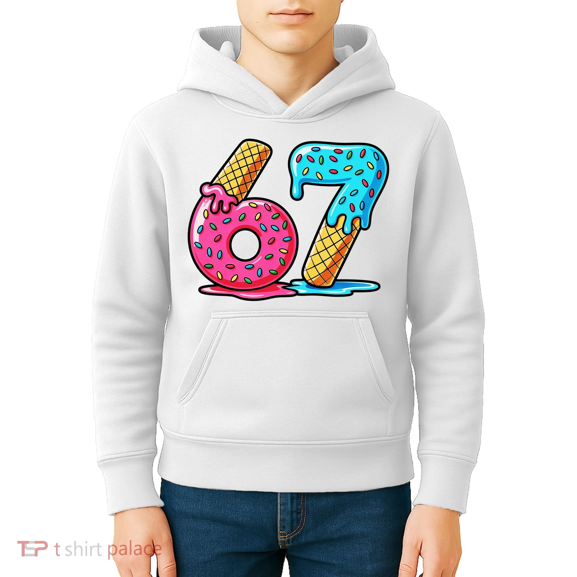 Sweet 67 Dessert Themed Ice Cream Drip 6-7 Meme Kids Hoodie