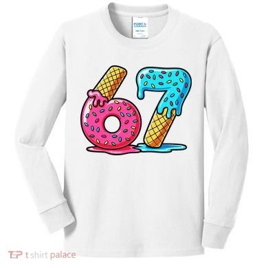 Sweet 67 Dessert Themed Ice Cream Drip 6-7 Meme Kids Long Sleeve Shirt