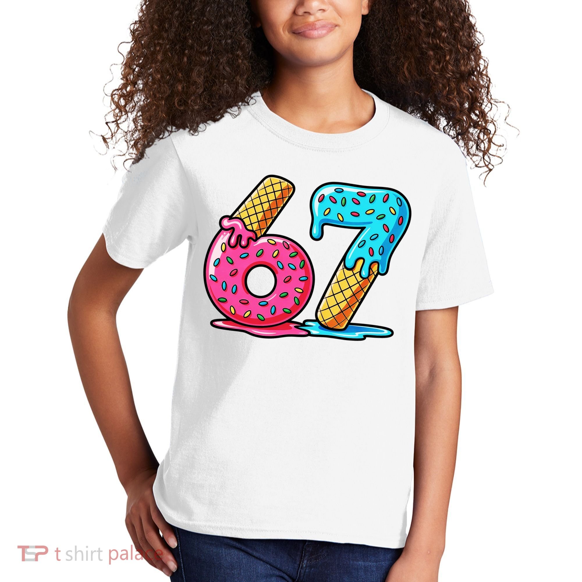 Sweet 67 Dessert Themed Ice Cream Drip 6-7 Meme Kids T-Shirt
