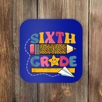 Sixth 6Th Grade Teacher Leopard Back To School Gift Coaster thumb 0
