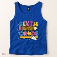 Sixth 6Th Grade Teacher Leopard Back To School Gift Tank Top thumb 2