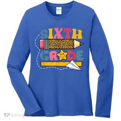 Sixth 6Th Grade Teacher Leopard Back To School Gift Women's Long Sleeve Shirt