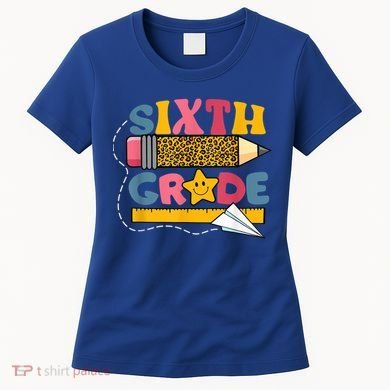 Sixth 6Th Grade Teacher Leopard Back To School Gift Women's T-Shirt
