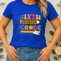 Sixth 6Th Grade Teacher Leopard Back To School Gift Women's T-Shirt thumb 2