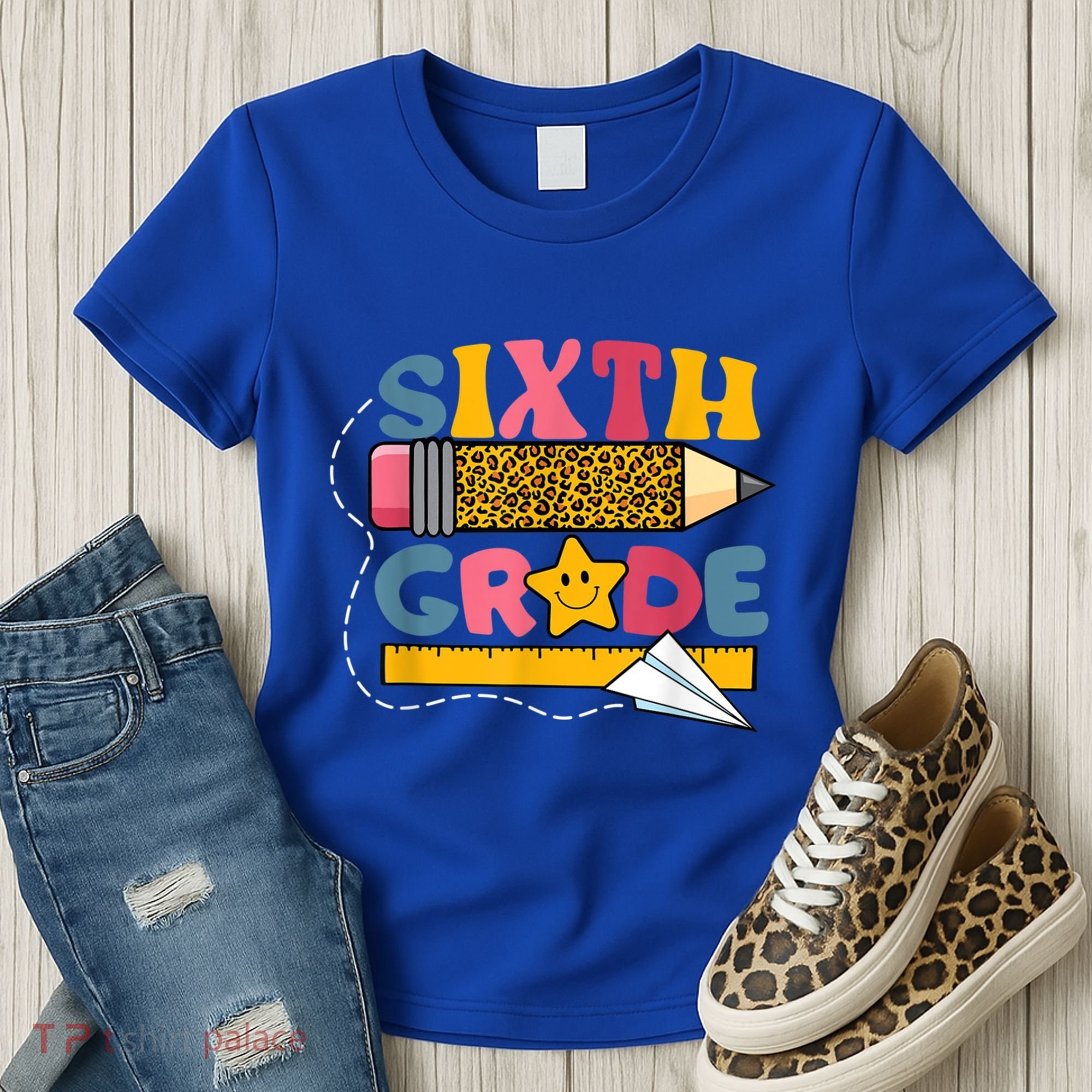 Sixth 6Th Grade Teacher Leopard Back To School Gift Women's T-Shirt