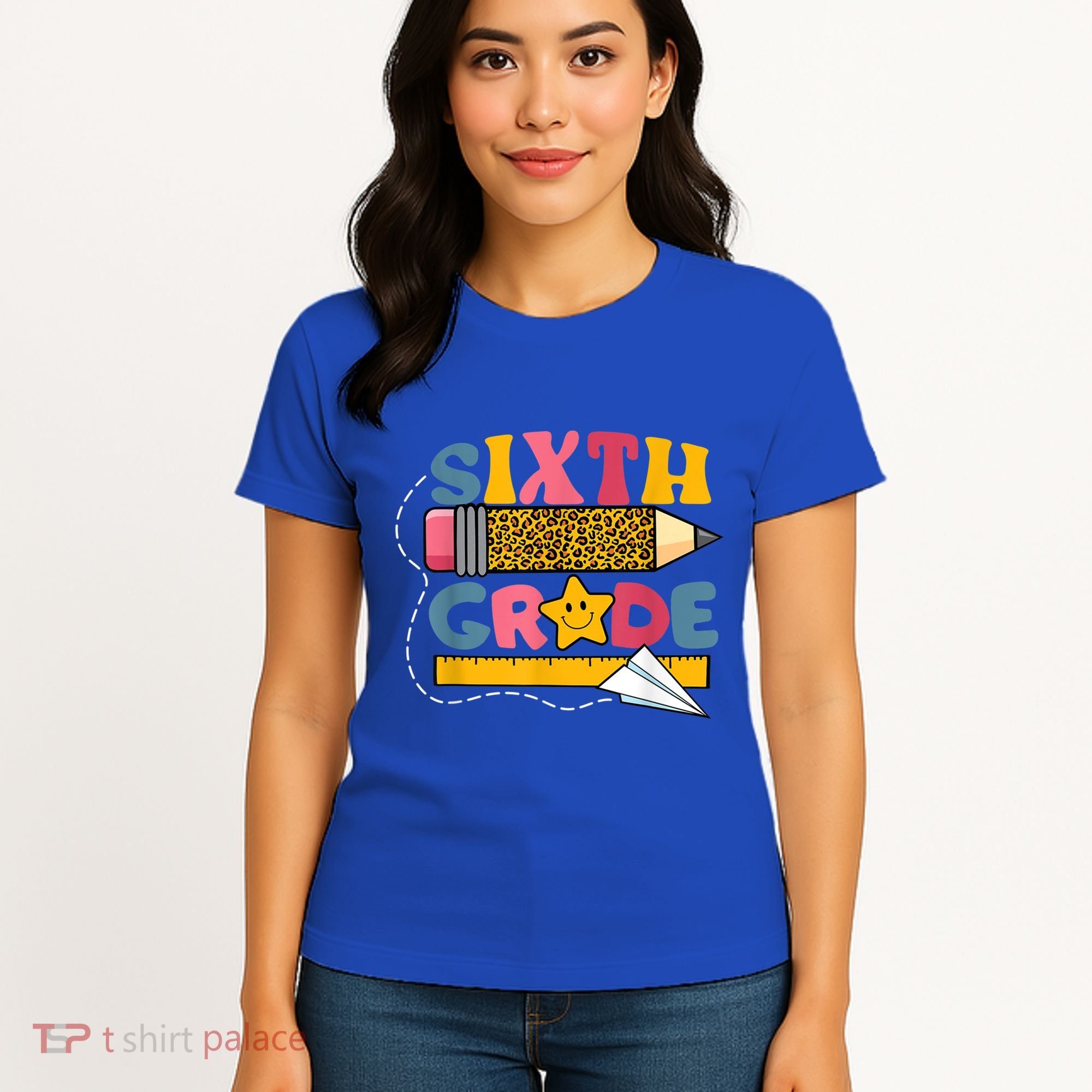 Sixth 6Th Grade Teacher Leopard Back To School Gift Women's T-Shirt
