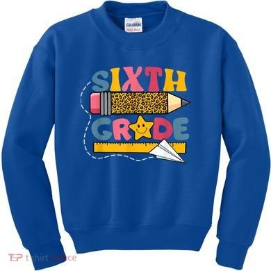 Sixth 6Th Grade Teacher Leopard Back To School Gift Kids Sweatshirt