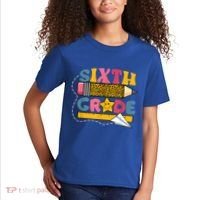 Sixth 6Th Grade Teacher Leopard Back To School Gift Kids T-Shirt thumb 2