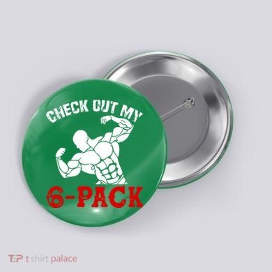 Six 6 Pack Bodybuilding Button