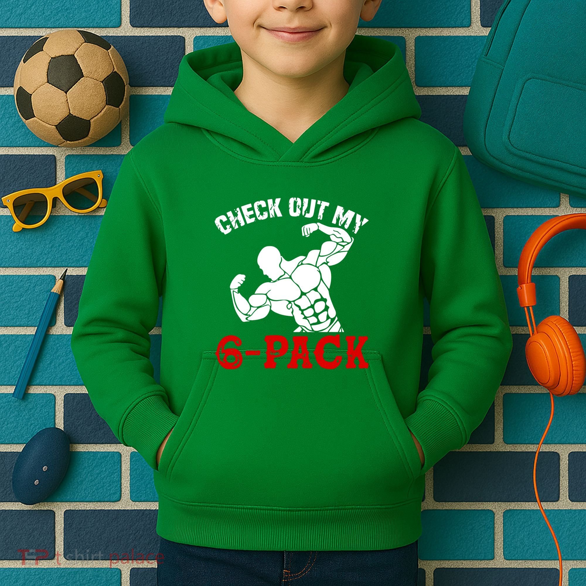 Six 6 Pack Bodybuilding Kids Hoodie