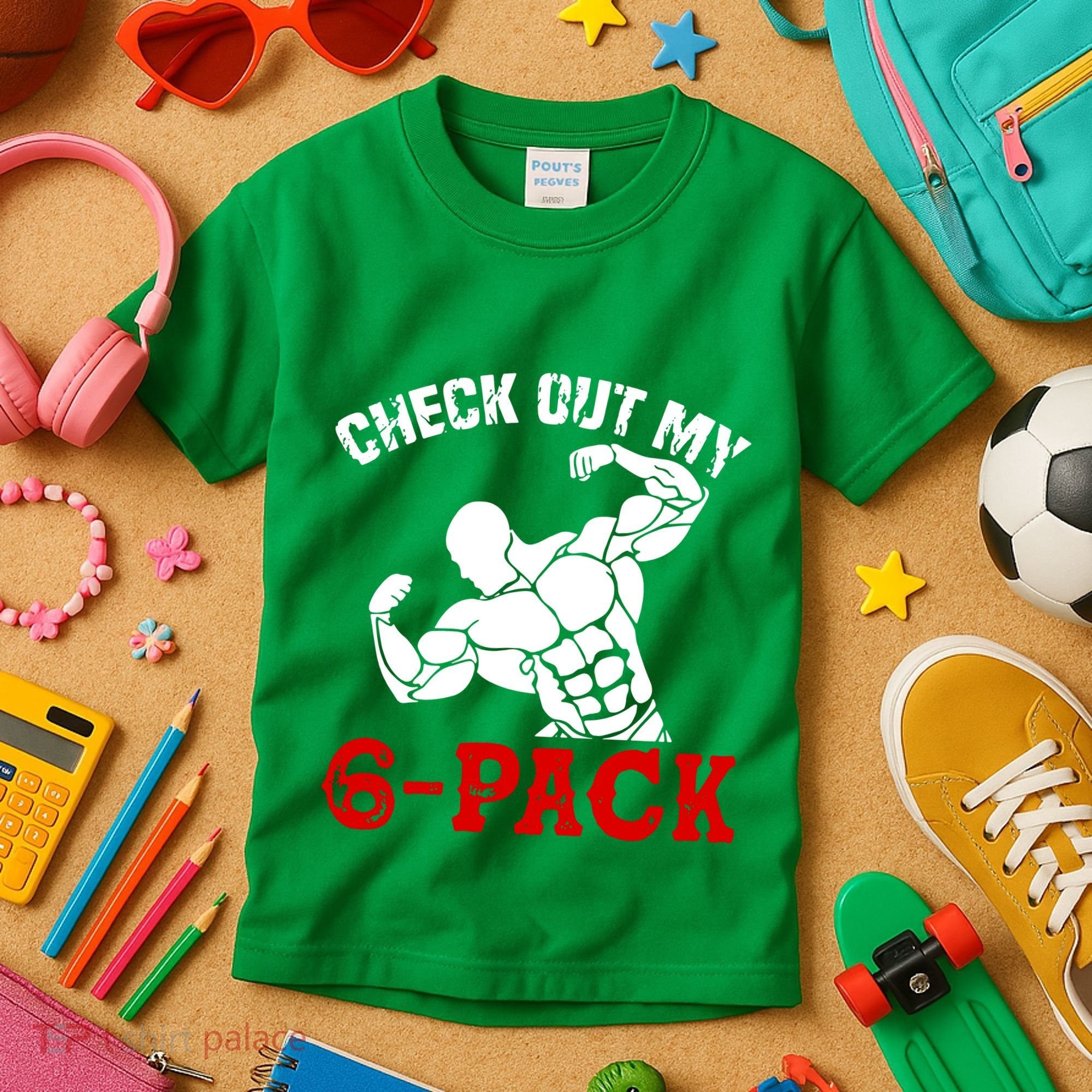 Six 6 Pack Bodybuilding Kids T-Shirt