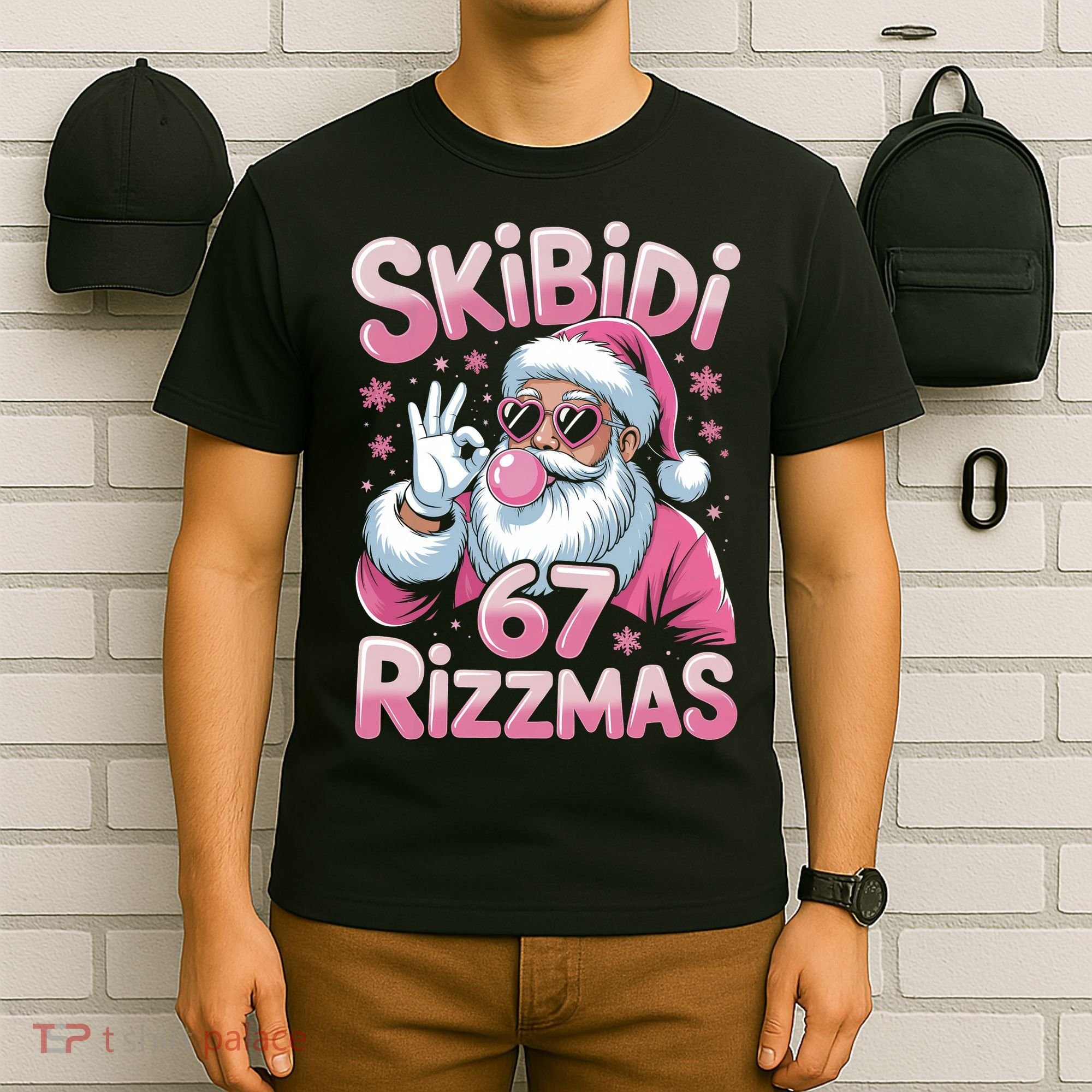 Skibidi 67 Rizzmas Christmas 6-7 Santa Funny T-Shirt