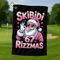 Skibidi 67 Rizzmas Christmas 6-7 Santa Funny Golf Towel thumb 1
