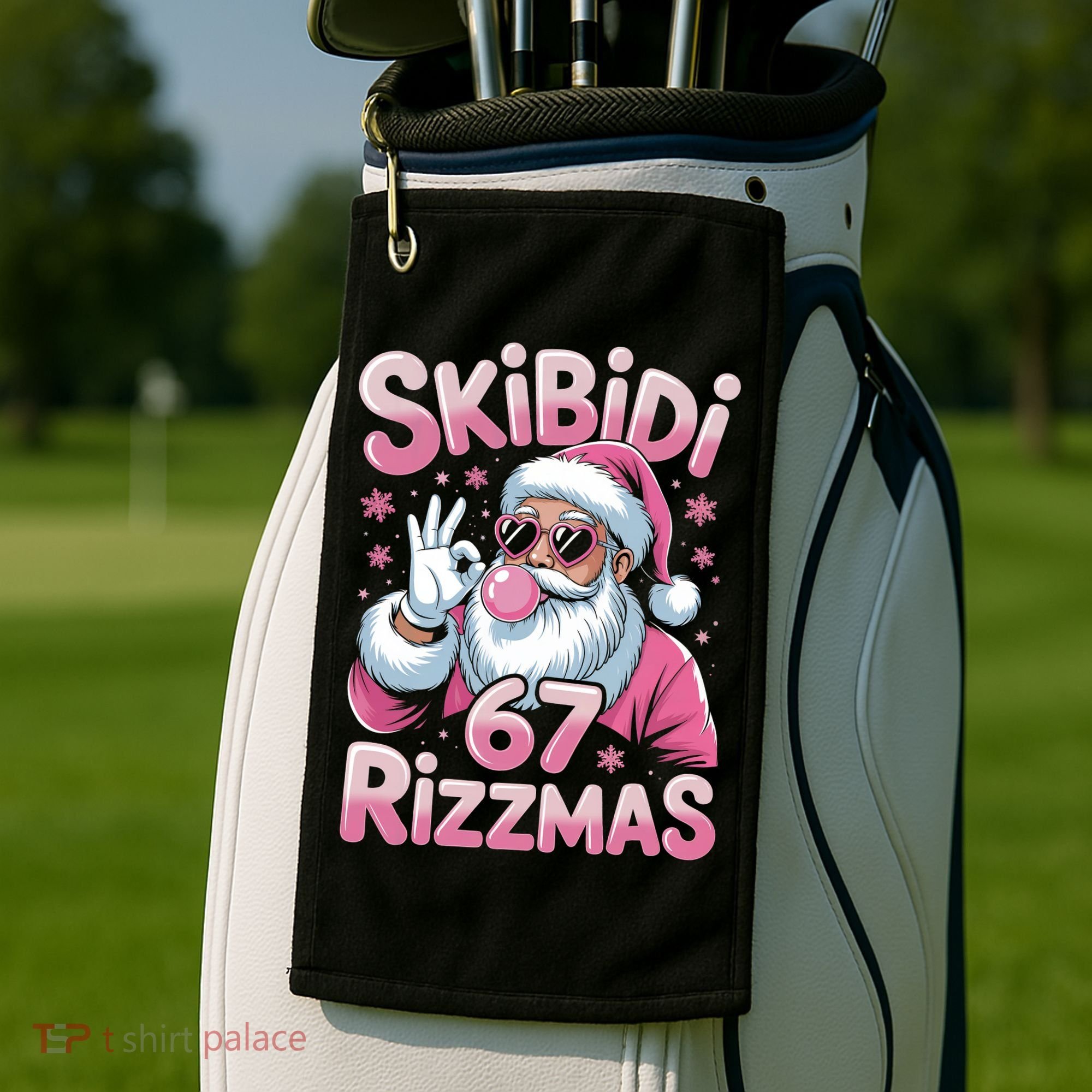 Skibidi 67 Rizzmas Christmas 6-7 Santa Funny Golf Towel