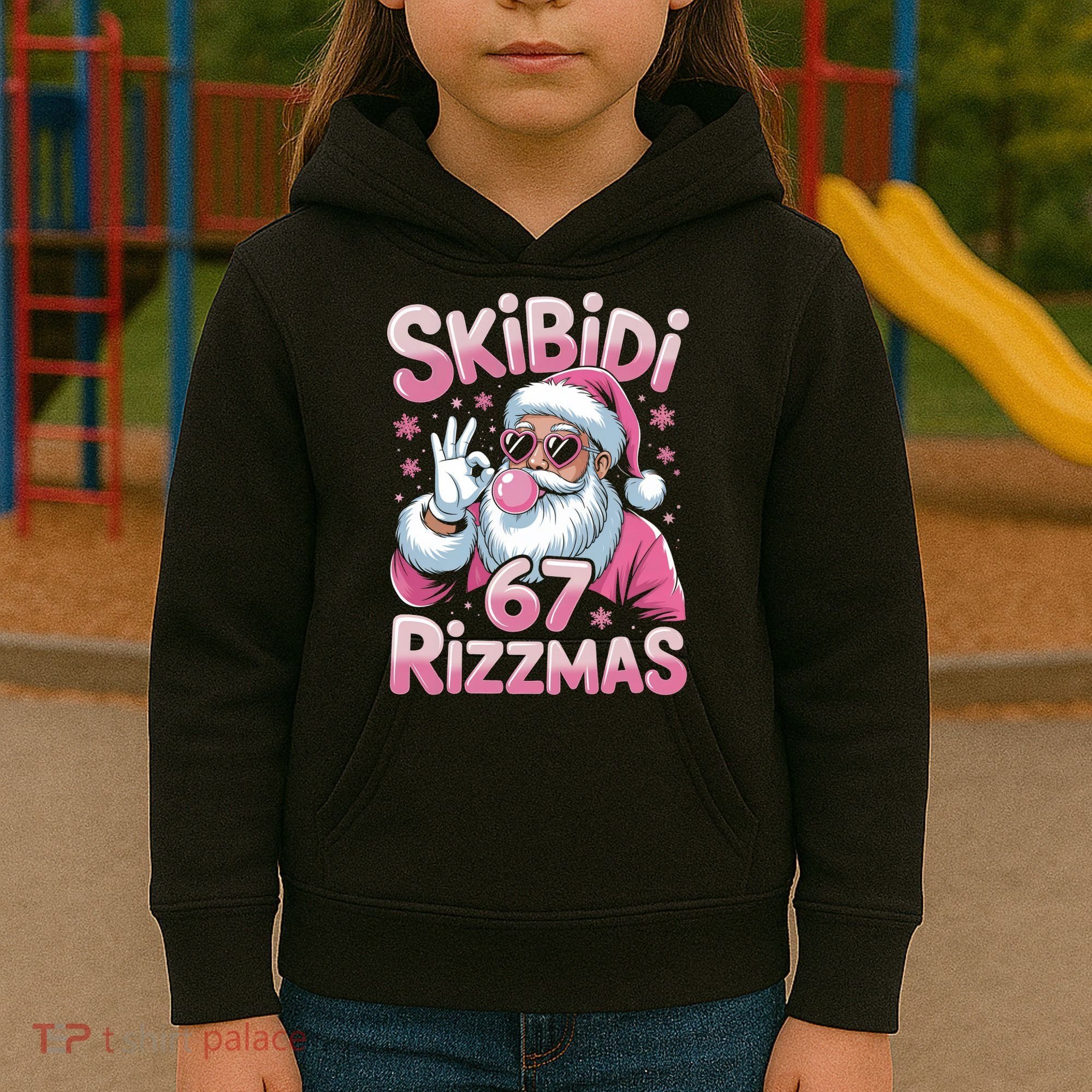 Skibidi 67 Rizzmas Christmas 6-7 Santa Funny Kids Hoodie