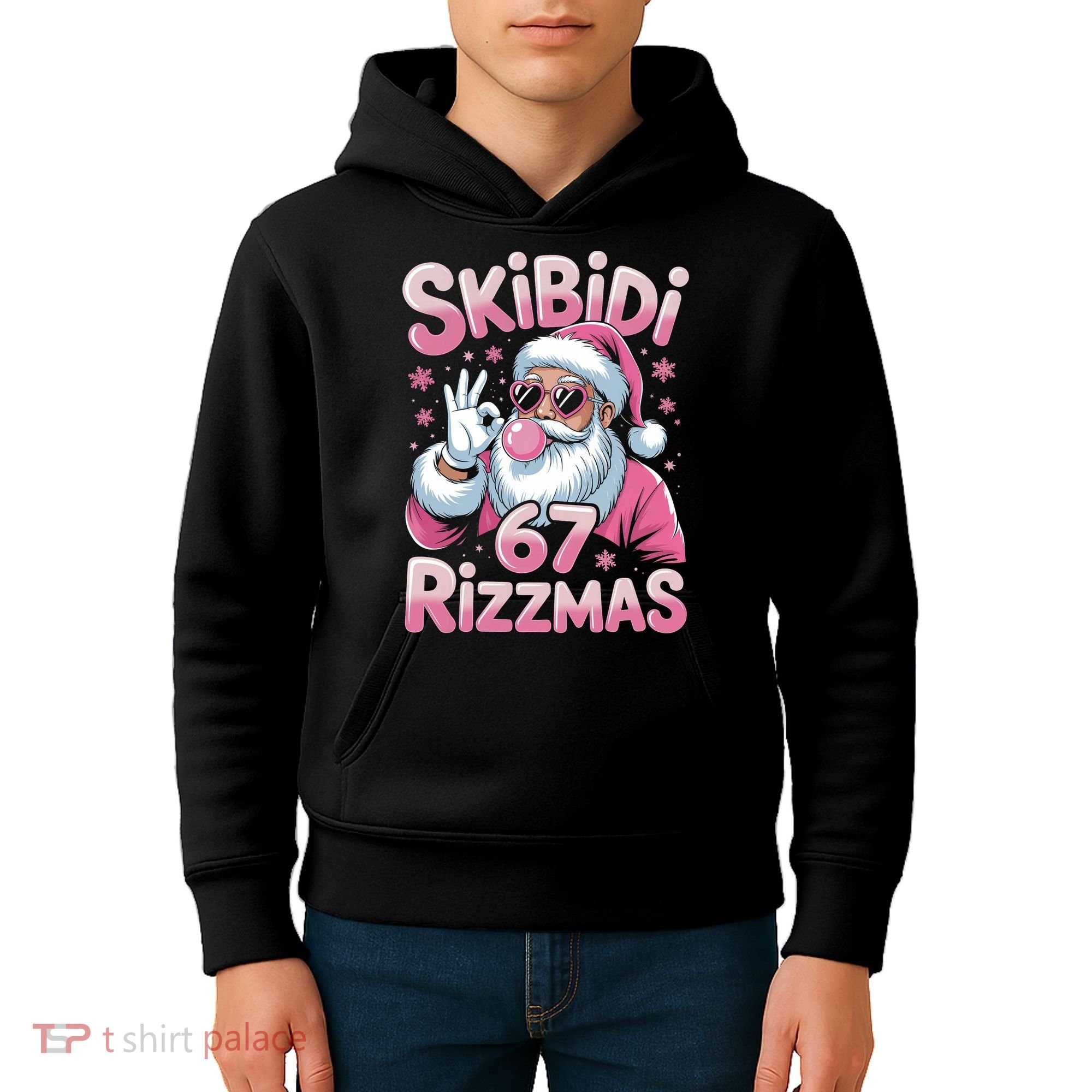 Skibidi 67 Rizzmas Christmas 6-7 Santa Funny Kids Hoodie