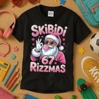 Skibidi 67 Rizzmas Christmas 6-7 Santa Funny Kids T-Shirt thumb 3