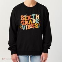 School 6Th Sixth Grade Vibes Hearts Retro Groovy 70S Flowers Gift Women's Sweatshirt thumb 0