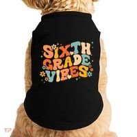 School 6Th Sixth Grade Vibes Hearts Retro Groovy 70S Flowers Gift Doggie Tank thumb 0