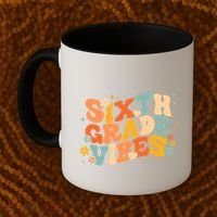 School 6Th Sixth Grade Vibes Hearts Retro Groovy 70S Flowers Gift Coffee Mug thumb 2